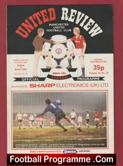 Manchester United v Aston Villa 1985 - Man Utd - football programme