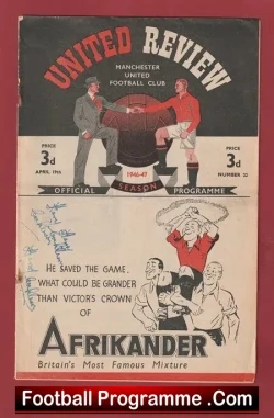 Manchester United v Blackburn Rovers 1947 - Man Utd - SIGNED - football programme