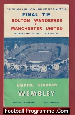 Manchester United v Bolton Wanderers 1958 - FA Cup Final London - football programme