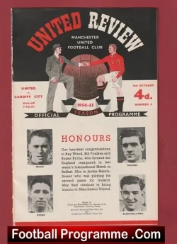 Manchester United v Cardiff City 1954 - Man Utd 1950s - football programme