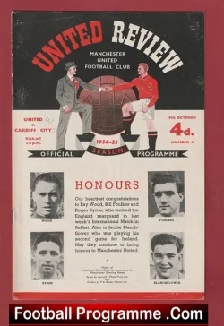 Manchester United v Cardiff City 1954 - 1950s Man Utd - football programme