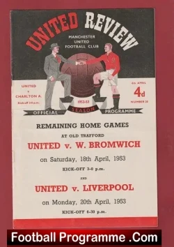 Manchester United v Charlton Athletic 1953 - 1950's Man Utd - football programme