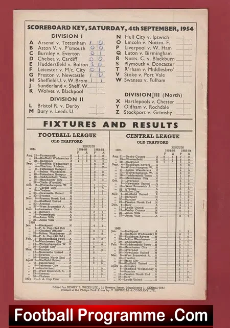 Manchester United v Charlton Athletic 1954 - 1950's Man Utd