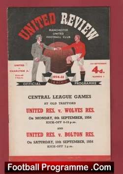 Manchester United v Charlton Athletic 1954 - 1950's Man Utd - football programme