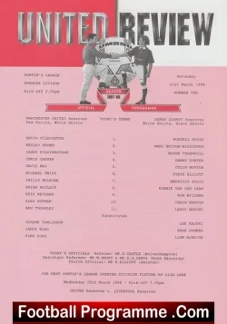 Manchester United v Derby County 1998 - Man Utd Reserves - football programme