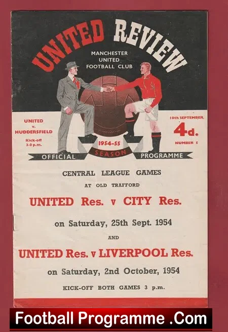 Manchester United v Huddersfield Town 1954 - 1950's Man Utd