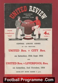 Manchester United v Huddersfield Town 1954 - Man Utd Programme - football programme