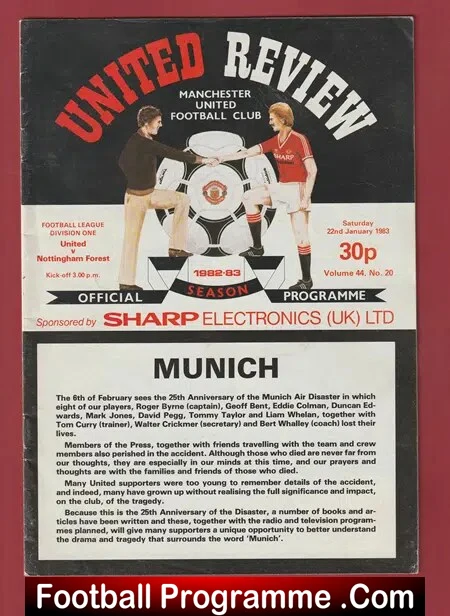 Manchester United v Nottingham Forest 1983 – Munich 25th Anivs