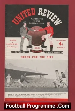 Manchester United v Portsmouth 1953 - 1950's Man Utd - football programme