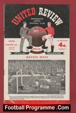 Manchester United v Preston 1954 - Man Utd 1950s - football programme