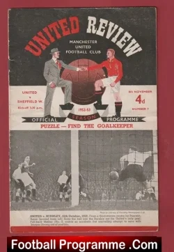 Manchester United v Sheffield Wednesday 1952 - Man Utd Programme - football programme