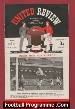 Manchester United v Stoke City 1951 - 1950s Man Utd - football programme