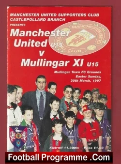 Mullingar Town X1 v Manchester United 1997 - Man Utd Friendly - football programme