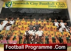 Norwich City Football Team Squad Multi Signed Poster 2004 – 2005