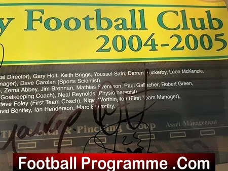 Norwich City Football Team Squad Multi Autographed Poster 2004