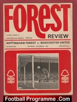 Nottingham Forest v Manchester United 1975 - Second Division - football programme