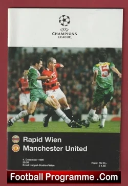 Rapid Wien v Manchester United 1996 - Vienna - Austria Man Utd - football programme