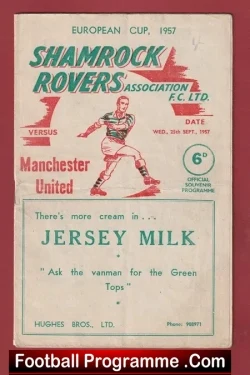 Shamrock Rovers v Manchester United 1957 Munich Disaster Season - football programme