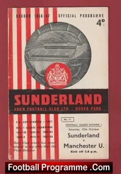 Sunderland v Manchester United 1956 – Man Utd – Rare