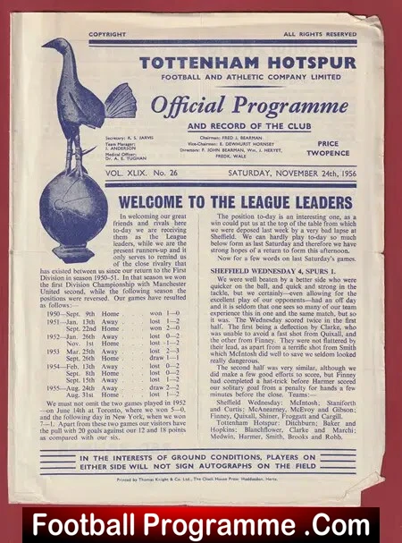 Tottenham Hotspur v Manchester United 1956 – Man Utd