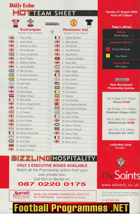 Southampton v Manchester United 2003