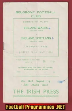 Ireland v Wales 1956 + England v Scotland - Dalymount Park
