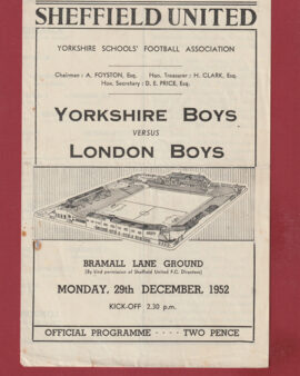 Yorkshire Boys v London Boys 1952 – Schoolboys Sheffield United