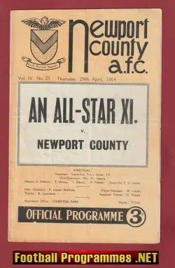 Newport County v All Star X1 1954