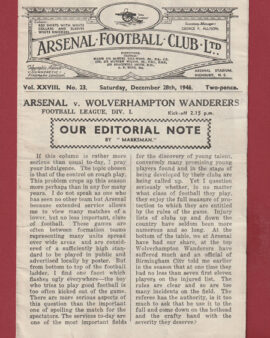 Arsenal v Wolves 1946 – 1940s Football Programmes