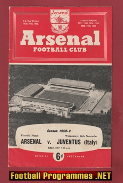 Arsenal v Juventus 1958 – Friendly at Highbury