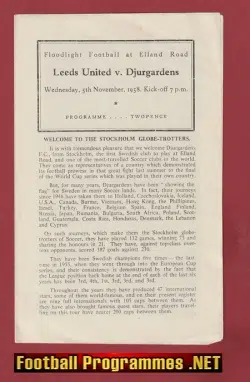 Leeds United v Djurgardens 1958 - Elland Road Friendly Match
