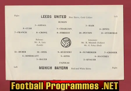 Leeds United v Bayern Munich 1958 - Elland Road Friendly Match