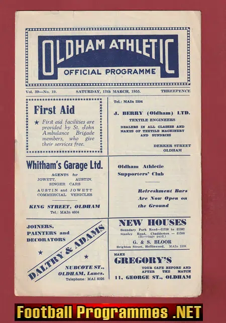 Oldham Athletic v Gateshead 1955