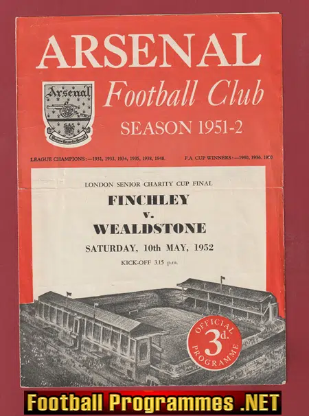 Wealdstone v Finchley 1952 – London Charity Cup Final at Arsenal