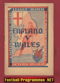 England Rugby v Wales 1946 – International at Swinton