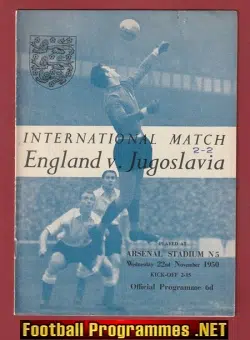 England v Yugoslavia 1950 - At Arsenal + Newspaper Articles