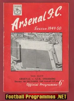 Arsenal v AIK 1949 - Stockholm Sweden Friendly