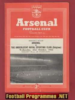 Arsenal v Anderlecht Royal Sporting Club 1953 - Friendly Belgium