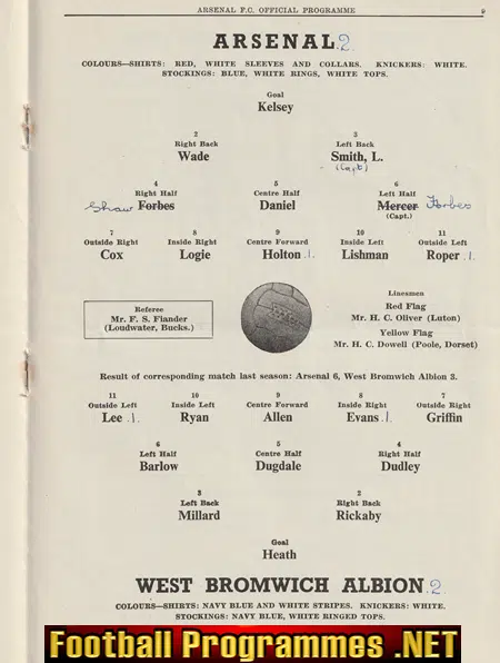 Arsenal v WBA 1953