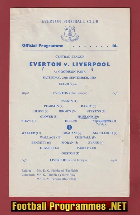 Everton v Liverpool 1965 – Reserves Match Goodison Park
