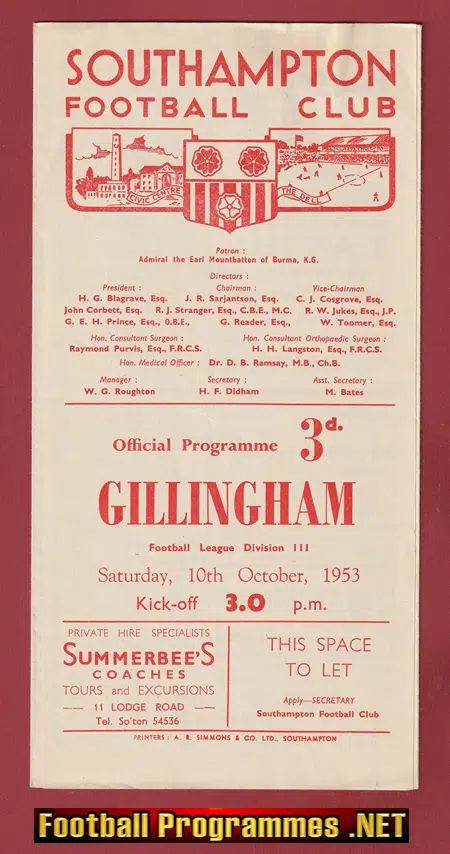 Southampton v Gillingham 1953
