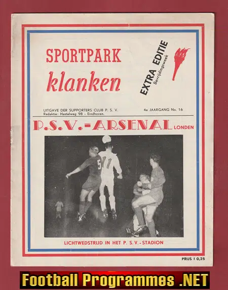 PSV Eindhoven v Arsenal 1959 - Friendly Match Netherlands