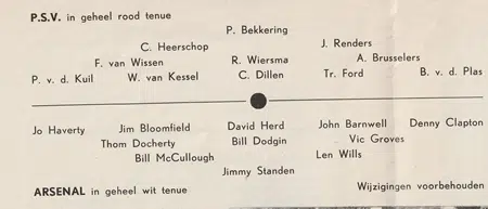 PSV Eindhoven v Arsenal 1959 - Friendly Match Netherlands