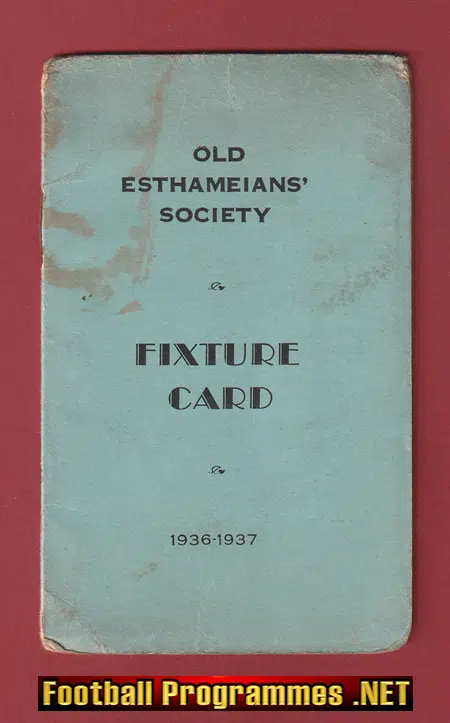 Esthameian Society Football Fixture Card 1936 – 1937