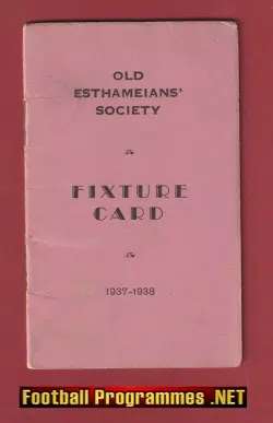 Esthameian Society Football Fixture Card 1937 – 1938