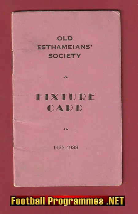 Esthameian Society Football Fixture Card 1937 – 1938