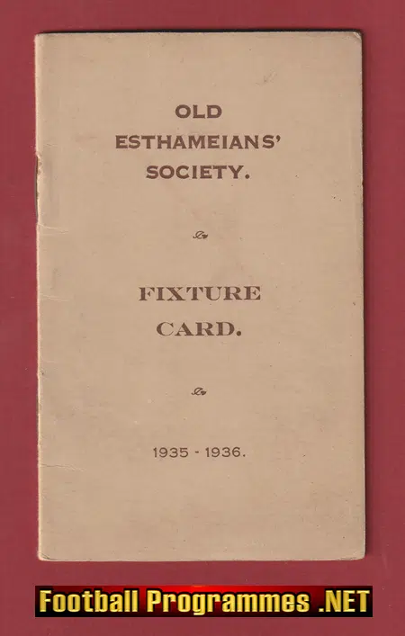 Esthameian Society Football Fixture Card 1935 – 1936