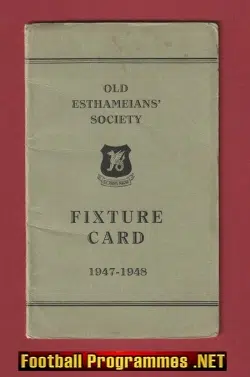 Esthameian Society Football Fixture Card 1947 - 1948