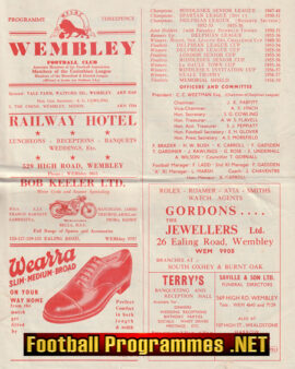 Willesden v Enfield 1960 – Senior Cup Semi Final at Wembley FC