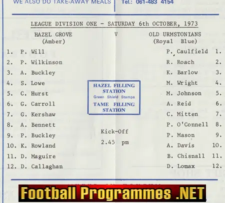 Hazel Grove v Old Urmstonians 1973 - Urmston Team